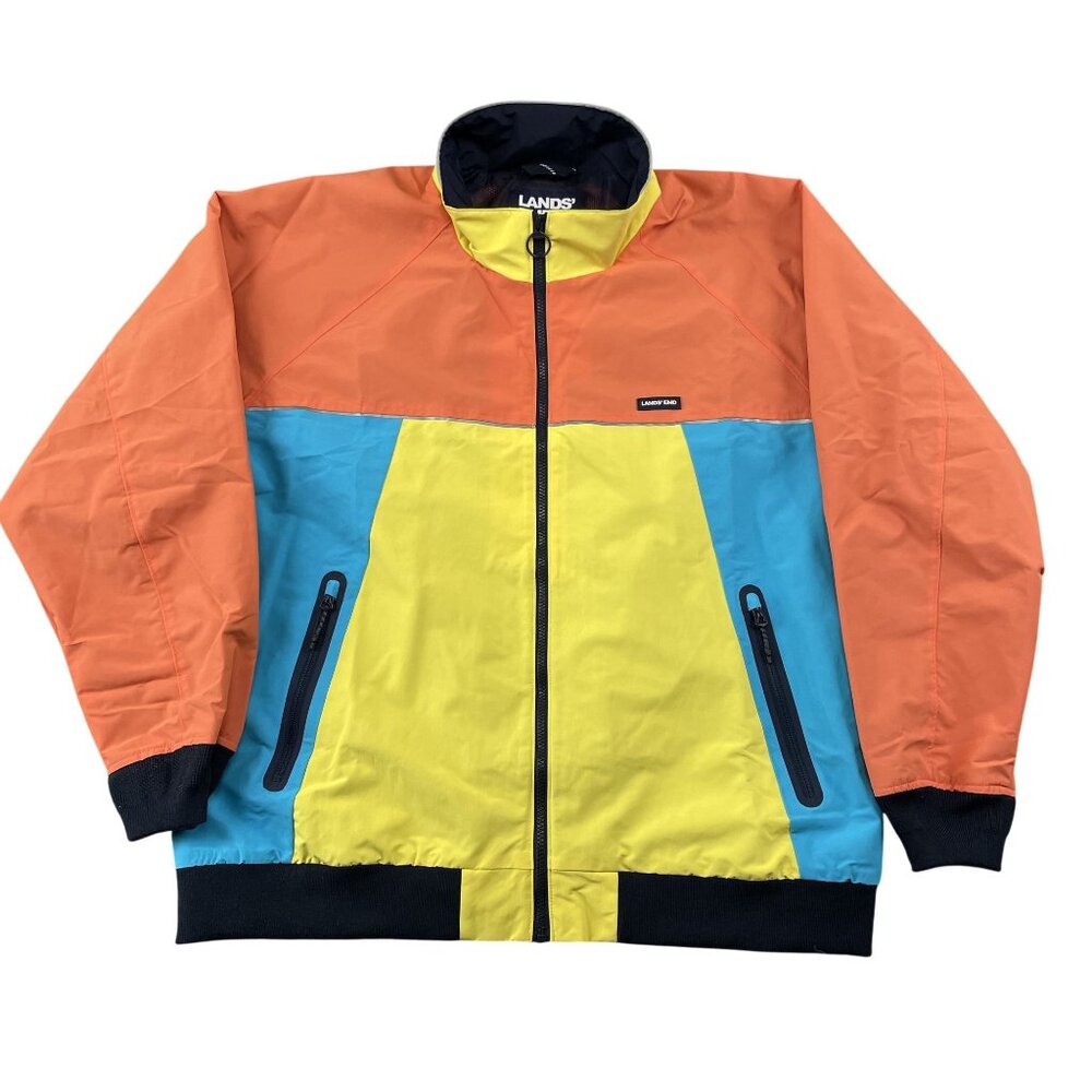 LANDS END Jacket XXL‎ Colorblock Lightweight Squall Windproof Waterproof